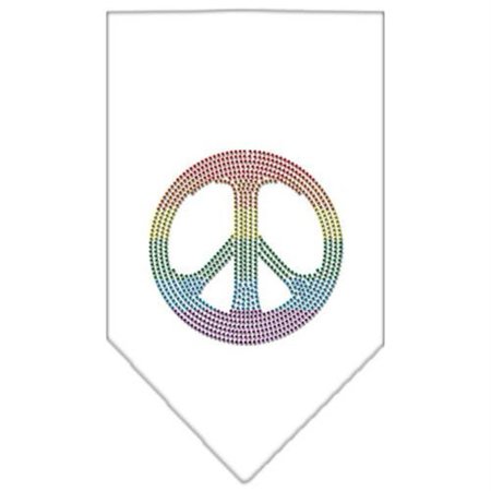 UNCONDITIONAL LOVE Rainbow Peace Sign Rhinestone Bandana White Large UN814118